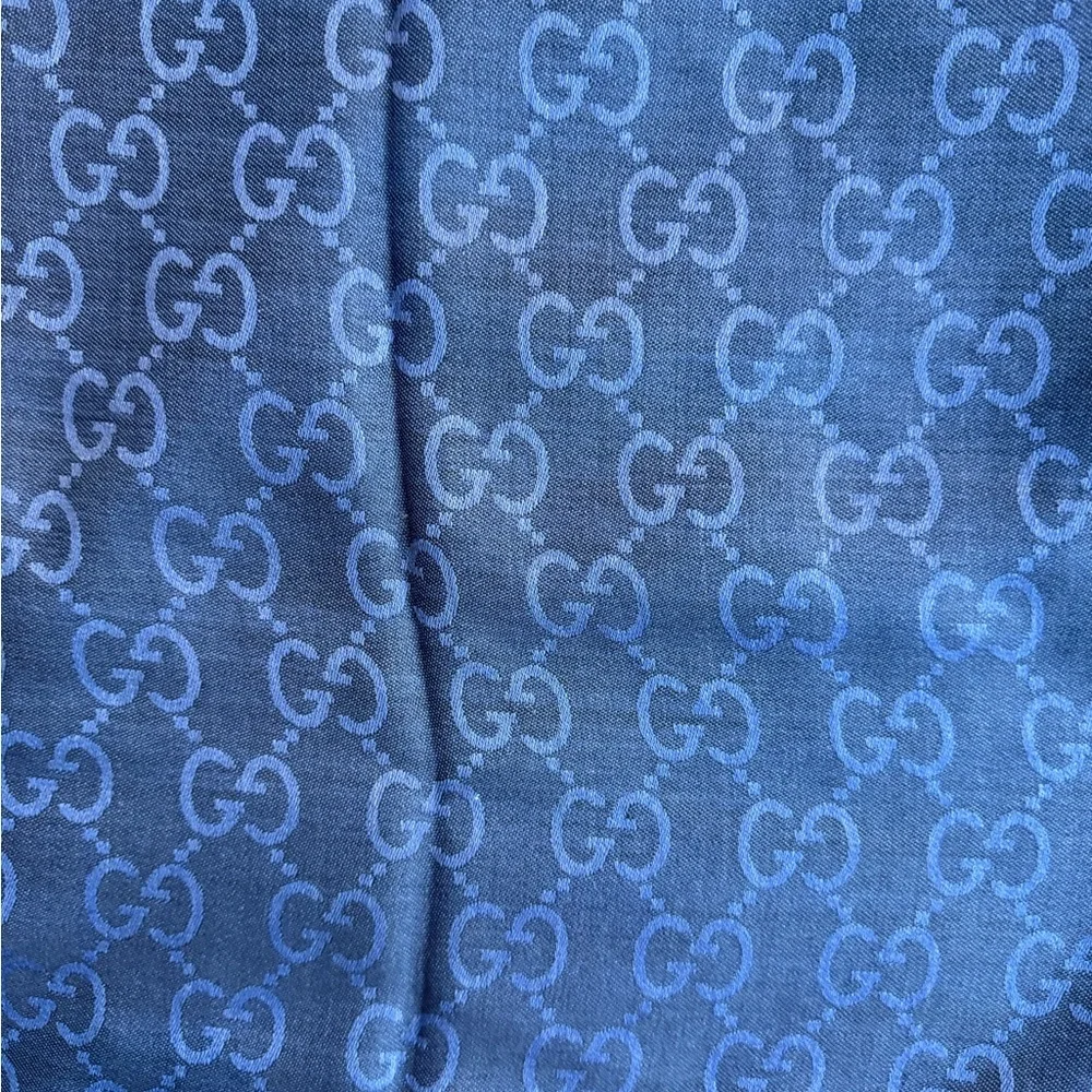 New Auth Gucci GG Jacquard Silk/Wool Blend Scarf/Shawl - Picture 8 of 9